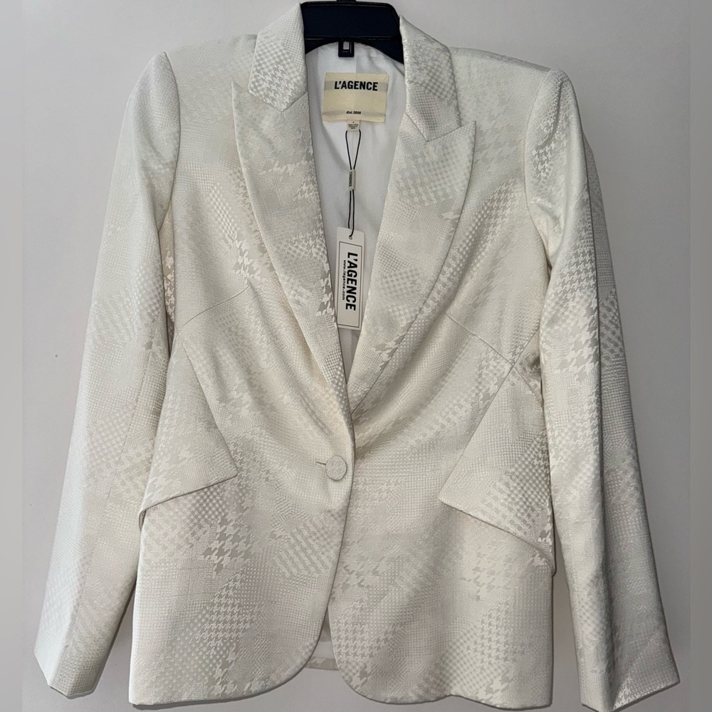 NWT L'AGENCE White Textured Blazer